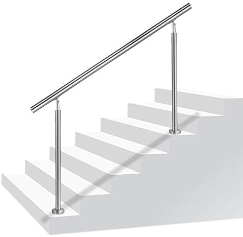 VA-Cerulean Rampe d'escalier en acier inoxydable - Rampe d'escalier extérieure et intérieure pour escaliers, balcon, parapet, terrasse, balustrade de balcon, 100 cm, 2 poteaux avec sans barres