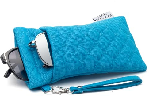Face Shadow Double Glasses Case Soft Sunglasses Case for Women Men | Squeeze Top with Cleaning Cloth Spectacles Pouch Ultra Light and Portable