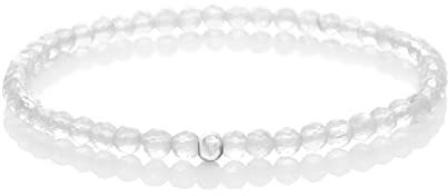 BERGERLIN Naturstein Perlenarmband Damen Herren, facettiert 4mm, Silber | Feines Naturstein Armband Damen 4mm facettiert: 925 Silber, echte Heilsteine – vom deutschen Prüflabor bestätigt.
