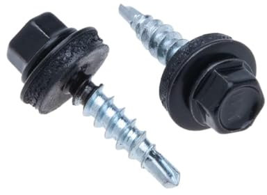 4.8 mm x 35 mm Roofing Screws, Hex Head Self-drilling Color (RAL 9005 Jet Black) Roof Screws With EPDM Sealed Washer, Rust Proof Zinc Plated Hardened Coarse Threads Screw for Outdoor Use (50 pcs)