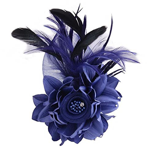 Uposao Broche Fleur en Plume pour Femmes Tissu Fait à La Main Élégante Broche Fleur Plume Bandeau Costume Manteau Vêtements Accessoires Cheveux Épingles à Cheveux Décorations De Fête