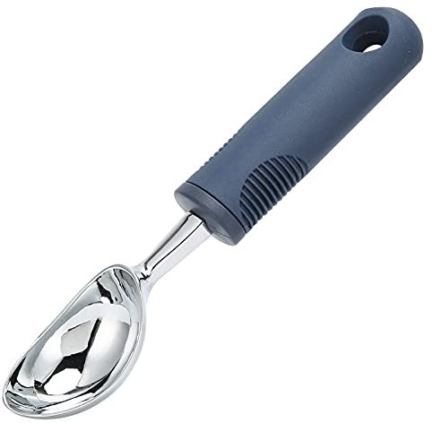 Ausla Eislöffel, Multifunktionaler Kekslöffel aus Zinklegierung, Silikon, Ergonomischer Griff, Obst-Dessertlöffel für Küche, Café, 8,03 Zoll, Dunkelblau