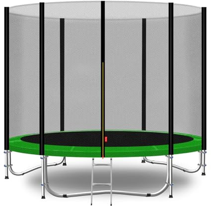 Baunsal® Trampolin Outdoor Ø 244 cm (EXD) hellgrün als Komplettset mit Federabdeckung, Sprungmatte, Netz und Leiter - Gartentrampolin Spielzeug für Kinder