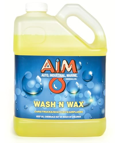 AIM Chemicals Wash N Wax Car Soap - pH neutral for cars, trucks, boats, and RVs. Protects wax and sealants. Use with foam cannon or hand wash. Ideal for detailing and cleaning supplies (AC WWG - FBM)