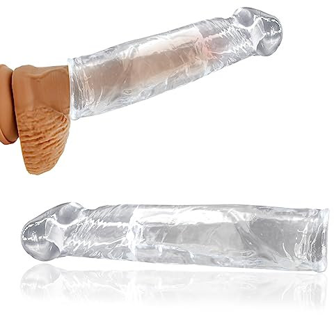 Gaine pour Pénis,Extender pour Agrandir le Pénis,Agrandir le Pénis,Augmentation de Puissance,Retarder l'éjaculation,Jouets Sexuels pour les Hommes (Transparent+55)