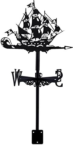 EICOFF Exquisite Wetterfahne aus Metall, Ornament, Wetterfahne aus Metall, Piratenschiff, Segelschiff, Wetterfahnen für Schuppen, Windrichtungsanzeige für Schuppen, für Terrasse, Dach, Garten, Kupp
