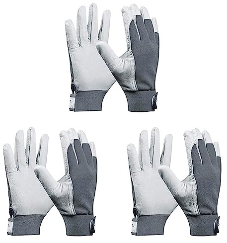 Gebol Uni Fit Comfort | Arbeitshandschuhe aus Leder mit Klettverschluss | Für Herren | Universal-Lederhandschuhe | Größe XL (Gr 10) | Weiß | 1 Paar (Packung mit 3)