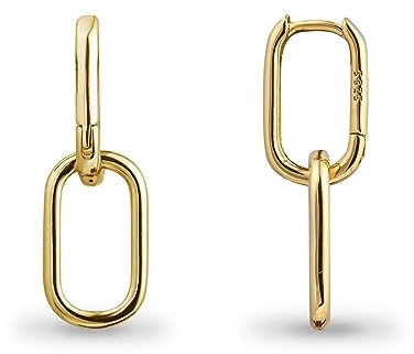 925 Sterling Silver Double Ring Oval Huggie Hoop Earrings for Women,Gold Plated Hoop Hypoallergenic Earrings for Sensitive Ears, Square Hoop Earrings for Women Gifts