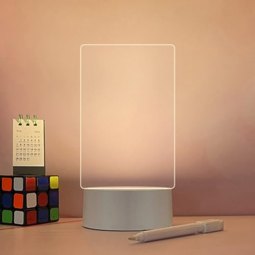 USB-Nachrichtentafel-Lampe, Notizbrett, kreatives LED-Nachtlicht, multifunktional, Acryl, transparent, leuchtendes Memoboard mit Stift (vertikal)