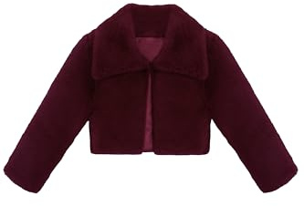 Lilax Girls Cozy Faux Fur Bolero Dress Coat (8 Years, Burgundy)