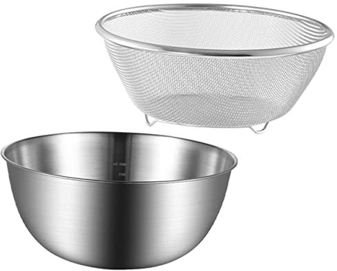 DECHOUS Drain Basket and Sieve Basin Stainless Steel Colander for Rice Washable Hamper for Vegetable Washing Kitchen Fruit Storage Basket