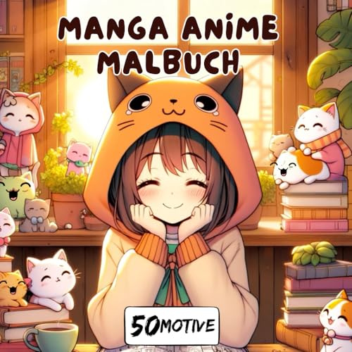 Manga Anime Malbuch: Mangabuch als Geschenk für Mädchen | 50 Motive zum Ausmalen und Entspannen