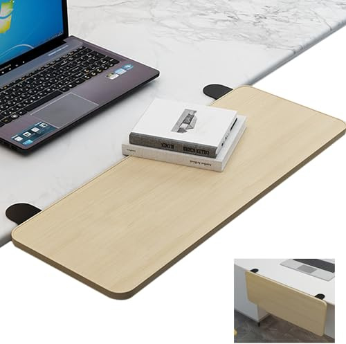 TAZZOR Estensione ergonomica per scrivania – 52 x 25 cm, pieghevole a 90°, non necessita di foratura, prolunga da tavolo, estensione per tastiera, supporto per desk Extender (Oak, 52 x 25 cm)