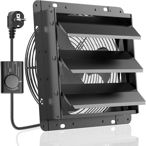 HG Power 300mm Ventilador Extractor con Regulador de Velocidad Ventilador Industrial de pared 1300m³/h con Rejilla Ventilador de Ventana de Aluminio con Enchufe UE para sótano Garaje Cocina