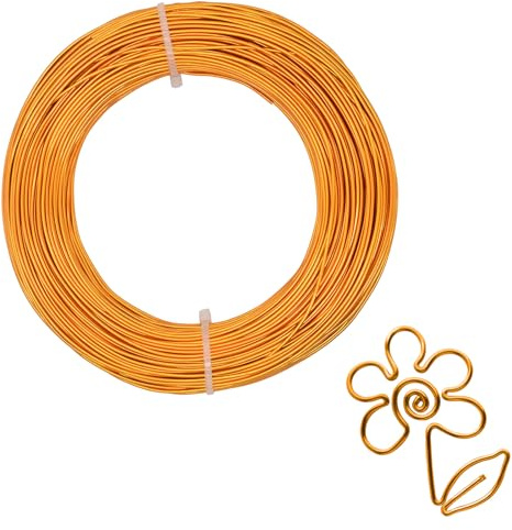 Bailinks 1mm Aluminiumdraht Basteldraht, 50 Meter Schmuckdraht biegsamer Modellierdraht Metallbildnerdraht für Schmuckherstellung, Modellieren, Bonsai, Blumenherstellung, DIY Skulpturen (Gold)
