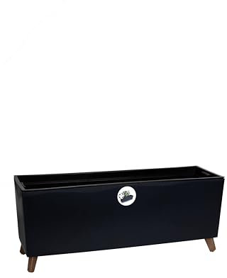 Planters Pride Quadro 77cm Raised Rectangular Planter with Legs, Anthracite | Self-Watering 27L Recycled Plastic Plant Trough with Insert | Outdoor/Indoor Large Dark Grey Low-Profile Planter Box