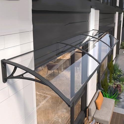 Window Rain Shelter Cover,Front Door Canopy Outdoor Awning,Uv Water Rain Resist Patio Porch Awning,60/80/100/120/150cm Width Optional,Transparent Polycarbonate Cover (60x180cm/24x71)