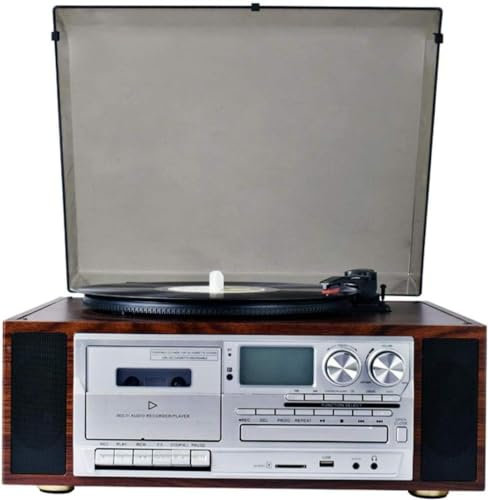 CNBYDK Lettore di vinili Vintage, Giradischi in Vinile Giradischi retrò Bluetooth con Trasmissione a Cinghia Giradischi retrò Altoparlanti Stereo incorporati Altoparlante Stereo