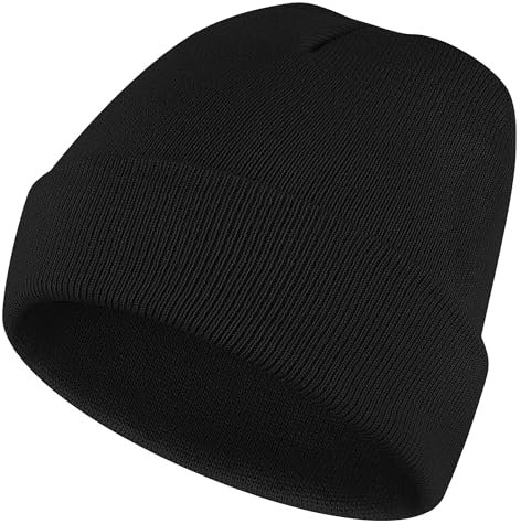 Mugust Beanie Mütze für Herren Damen,Thermo Strickmütze Laufmützen Wintermütze für Damen Herren, Beanie Hat Strickmütze Unisex (Schwarz)