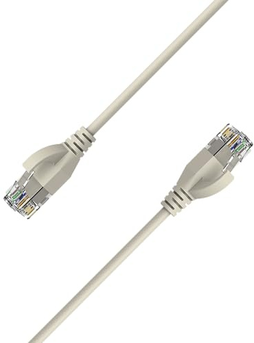 Elfcam® - 25m Ethernet Cat 6A Ultra Slim 10Gbps 32AWG UTP OD2,8mm 500MHz, 10Gb Thin RJ45 Cat 6A Patch Cord per LAN, Router, Modem, Xb Laptop e Server, Bianco, 25 Metri