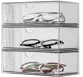 Cenz-888 Brillenhalter Brillenständer, Sonnenbrillen-Platzierungsschrank, Desktop-Requisiten-Aufbewahrungsbox, staubdichte transparente Brillenbox Sonnenbrillen-Organizer(Groß)