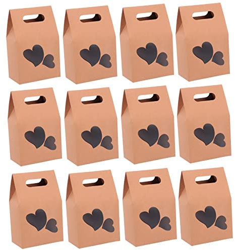 Holibanna 24stücke Kraftpapierbox Mit Sichtfenster Geschenkschachtel Aus Kraftpapier Süßigkeiten-fenstertaschen Für Geburtstag Und Hochzeit Geschenkverpackung Aus Papier