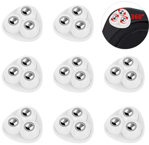 Small Appliance Rollers, 8 PCS Self Adhesive Appliance Wheels With 3 Ball Bearings 360°Swivel Appliances Slider Mini Caster Wheels for Kitchen Countertop Furniture Trash Can Storage Box (White)