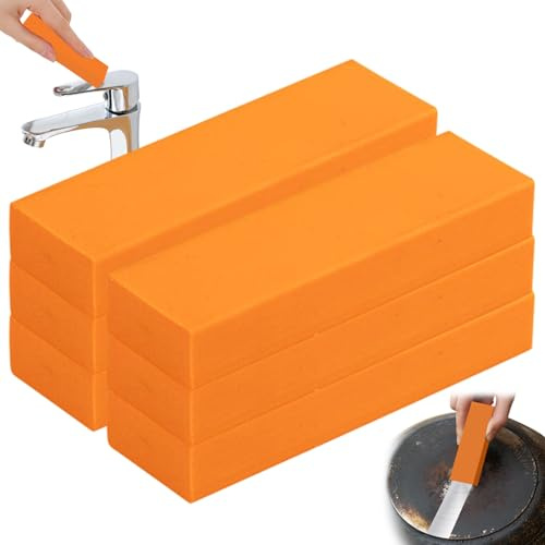 6 Piezas de removedor de rasguño de Acero Inoxidable, esponjas mágicas Reutilizables para la Limpieza, Borrador de óxido para la Cocina de la Superficie del Metal doméstico de baño, Naranja