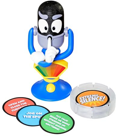 TOMY Extreme Silence Game, Sound-Sensitive Party Challenge for Kids and Families, Real Decibel Detector, 50 Task Cards, Create-Your-Own Challenges, Indoor Game Fun, Ages 6+, 2 or More Players