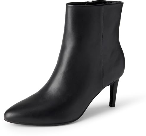 Amazon Essentials Women's Stiletto Dress Boots, Black Faux Leather, 7.5