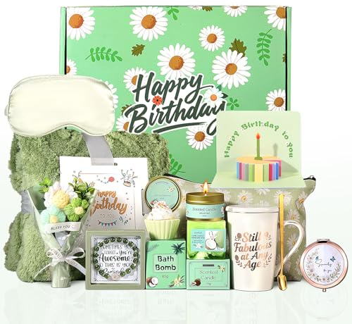 Daisy Birthday Gifts for Women Self Care Gifts Spa Gift Baskets for Women, Happy Birthday Gift Box for Mom Daughter Sister Girlfriend Best Friend,Thinking of You Get Well Gift for Her
