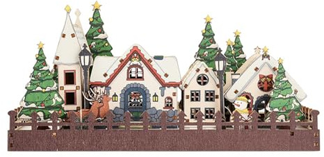 Christmas Village Lighted | Winter Scene LED Christmas Villages Houses | Pre-Lit Figurines Supplies Desktop Decor for Desktop &