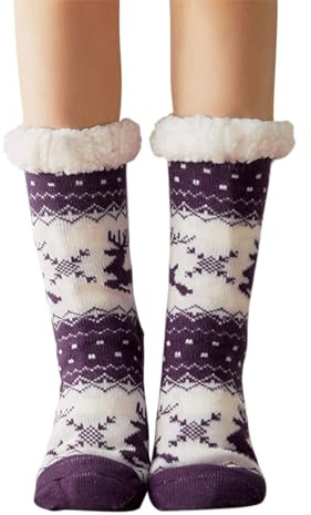 Kiduoua Calze Natalizie Donna Divertenti: Calzini Fantasia di Natale In Cotone Regalo di Natale Invernali Termici Colorate Calze Vacanza di Natalizie Babbo Deer Stampa EU 35-42-1