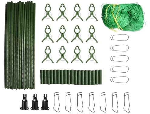 Enrejado de jardín con marco en A de 48 x 48 pulgadas para pepinos, tomates y plantas trepadoras, soporte plegable para plantas con marco de acero recubierto de plástico resistente, diseño empalmable