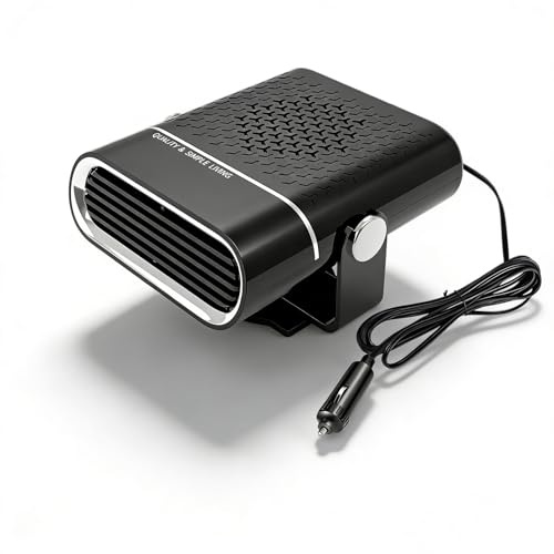 nuluxi Calefacción para coche, 2 en 1, 12 V, 200 W, descongelante giratorio 360°, descongelante para coche, calefacción rápida, descongelante para parabrisas de coche, calefacción rápida (negro)