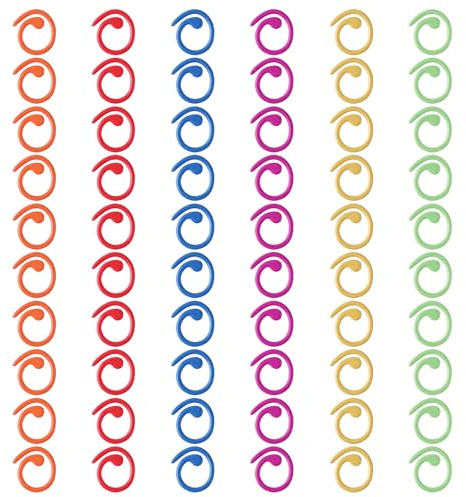 60Pcs Stitch Marker Rings Stitch Markers for Knitting | Crochet Marker Ring Metal Stitch-Markers Crochet Helical-Shaped for Knitting Crocheting Clothing DIY Craft Sewing