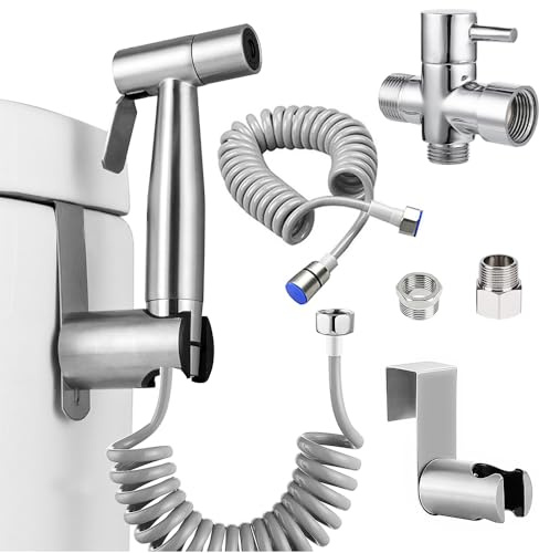 Handheld Bidet Sprayer Kit for Toilet,Bathroom Bidet Sprayer with 3 Way Valve,One Set Hand Held Bidet Sprayer with 59 ABS Flexible Telescopic Shower Hos for Diaper Cleaning,Pet Bathing,Feminine Wash