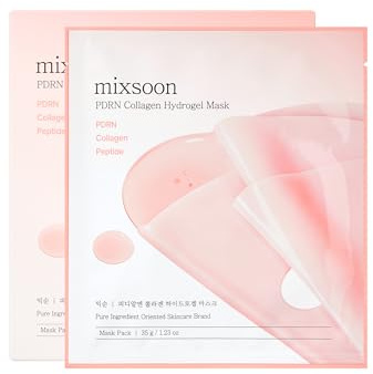 mixsoon PDRN Collagen Hydrogel Mask – 300DA Lågmolekylärt Kollagen & Ris-PDRN för Strukturell Uppstramning, Lysande Klarhet & Spänstig Glass Skin-Elasticitet, 5 Masker