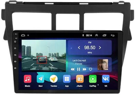 Autouppspelning Autostereo Bil Bilstereo för Toyota Vios Yaris 2007-2012 Bluetooth Wifi 4G Dab+ Tpms Mirror Link, Bluetooth Handsfree/Autolink, Hd, 8 Kärna 4G+64G