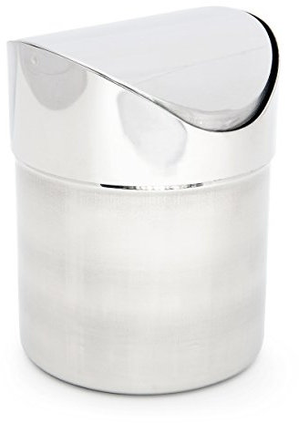 Relaxdays Mini Pattumiera da Tavolo, 1,2 L Volume, Secchio Rotondo in Acciaio Inox con Coperchio Ribaltabile, Argentato, 1.0-1.99 Litri