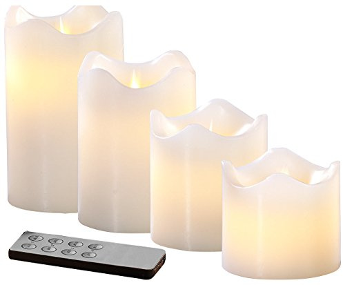Britesta Elektrische Kerzen: 4 Echtwachskerzen mit beweglicher LED-Flamme, Abgestuft, weiß (LED Kerze mit beweglicher Flamme, Kerzen elektrisch mit, 4er Set)