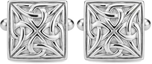 Alexander Castle 925 Sterlingsilber Keltische Manschettenknöpfe für Männer – Quadratische 15mm x 15mm Keltische Trinity-manschettenknöpfe mit Schmuck-geschenkbox