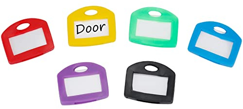Uniclife 24 Pcs Key Covers Caps 1 Inch Key Covers Protectors with Blank Paper Labels and Clear Windows Soft Key Identifiers for Standard Regular Thin Flat House Keys (Not for Odd-Shaped), 6 Colors