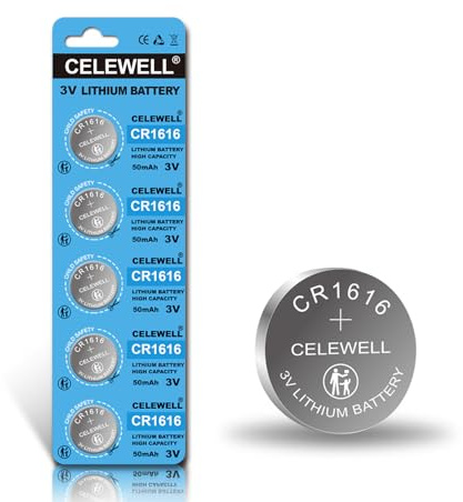 【5-Year Warranty】 CELEWELL 5 Pack CR1616 Battery for Key Fob Remote 3V Lithium Coin Cell Batteries