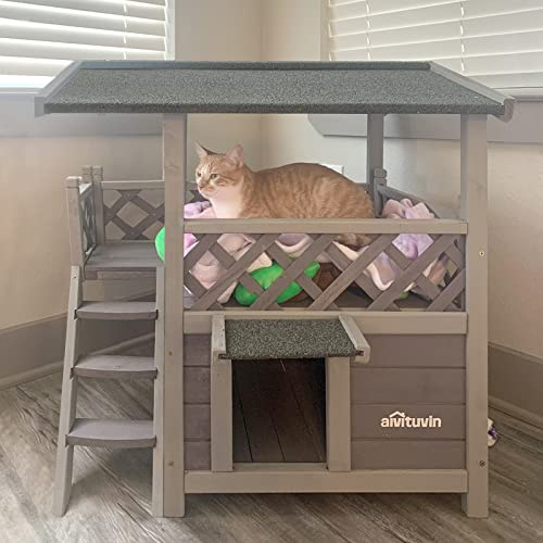 Outside Cat House - Wooden Outdoor Kitty Shelter