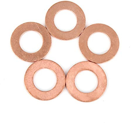 X AUTOHAUX 5Pcs Arandela De Cobre Plana Junta De Estanqueidad para Coche