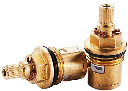 Heable Replacement Brass Ceramic Stem Disc Cartridge Faucet Valve Quarter Turn 1/2 for Bathroom Kitchen Tap (1 Pair Hot & Cold) 25-PM