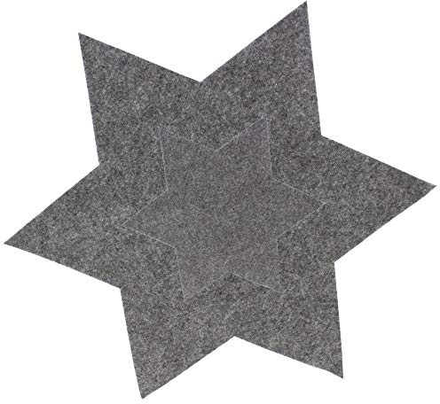 Annastore 6 x Filzsterne in verschiedenen Größen und Farben Ø 15 cm, 20 cm, 35 cm - Weihnachtsdeko Filz - Tischset aus Filz - Untersetzer- Platzdeckchen - Platzset Farbe Grau, Größe Ø 15 cm