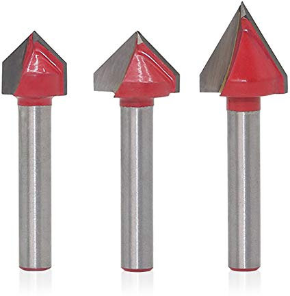 Saipor Set di 3 punte per fresa con scanalatura a V in carburo con punta a V 3D, taglierina per incisioni CNC con gambo da 6 mm (60/90 gradi)