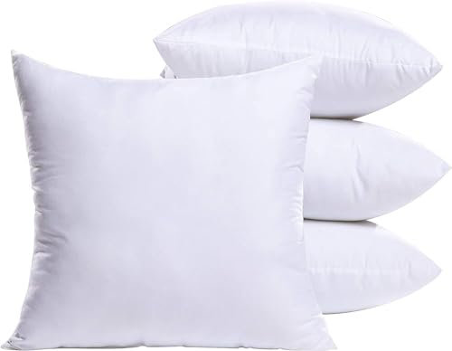 MIULEE Kissen 40 x 40 cm, 4 Stück, Füllkissen, dekorative Kissen für Sofas, quadratische Kissen, weiß, Kissen 40 x 40 cm ohne Bezug, Innenkissen für Wohnzimmer, Füllung